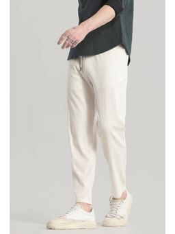 Snitch - Cream Relaxed Casual Trouser for Men