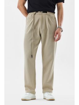 Snitch - Beige Solid Relaxed Casual Trouser for Men