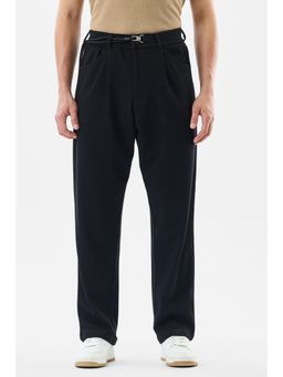 Snitch - Black Solid Relaxed Casual Trouser for Men