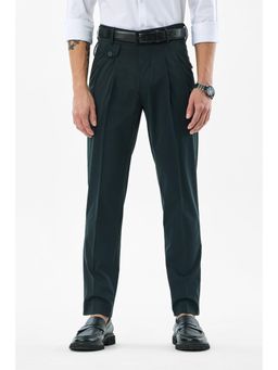 Snitch - Dark Green Solid Slim Formal Trouser for Men