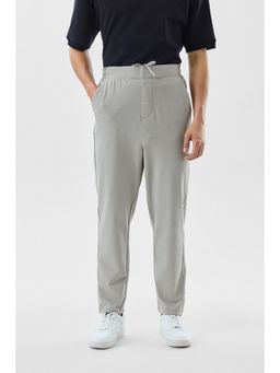 Snitch - Light Grey Solid Relaxed Casual Trouser for Men