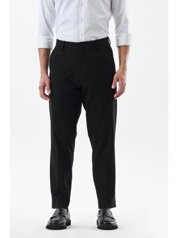 Snitch - Black Solid Formal Trouser for Men