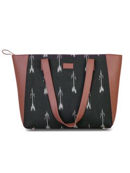 Zouk - Women Handcrafted Ikat Side Tote Bag & Handbag for Office and College-Black