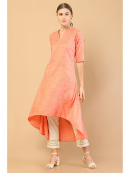 Soch - Orange Rayon High-low Kurta