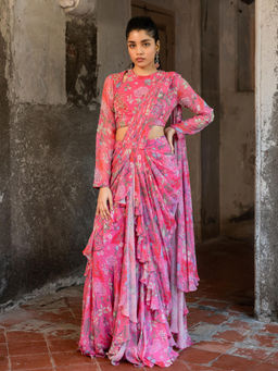 Sshilpa Samriya - A Hand Embroidered Ruffle Pre-Draped Saree and Stitched Blouse