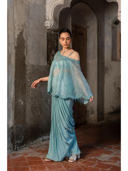Sshilpa Samriya - A Cape Set with Bustier and Draped Skirt (Set of 3)