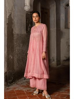 Sshilpa Samriya - A Baby Pink Embroidered Anarkali with Pant (Set of 2)