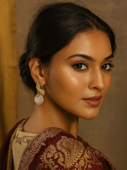 Digital Dress Room - White Fresh Water Pearl Earrings Peacock Design For Women