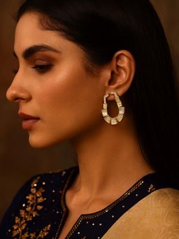 Digital Dress Room - White Fresh Water Pearl Earrings Geometric Shape For Women