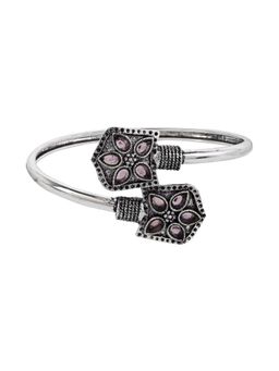 I Jewels - Purple Designer Oxidised Stone Studded Bracelet