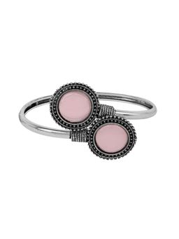 I Jewels - Pink Oxidised Stone Studded Bracelet
