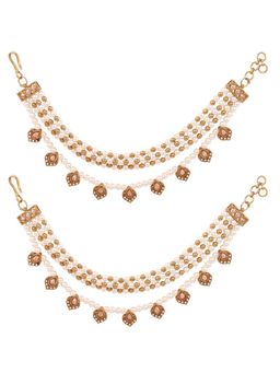 I Jewels - Pink Gold Plated Traditional Layered Ear Chain