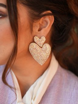 Peachy Accessories - Multi-Colour Large Dazzling Heart Earrings