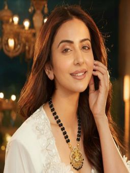 Accessher - Black Beaded Temple Necklace With Lakshmi Pendant