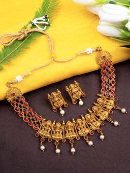 STILEADDA - Traditional Laxmi Red Kemp Jewellery Set
