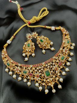 STILEADDA - Trendy Ruby Green Jewellery Set