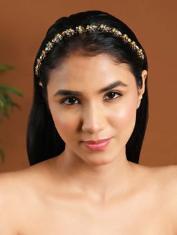 I Jewels - Gold Plated Multicolour Kundan Studded Sheesh Patti