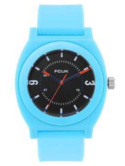 FCUK - Analog Black Dial With Blue Strap Unisex Watch- Fk00015A