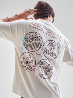 HIGHLANDER - Viacom Avatar Men Off White Round Neck Half Sleeve Oversized T-Shirt