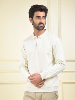 CRIMSOUNE CLUB - Men Off White Polo Neck T-Shirt