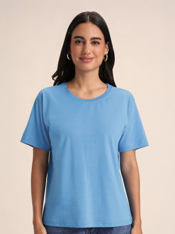 Twenty Dresses by Nykaa Fashion - Blue Oversized Graphic Printed T-shirt