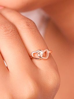 Silberry - 925 Sterling Silver Rose Gold Sweet Connection Ring for Womens and Girls