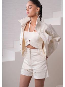 The Dapper Lady - Womens Marble Off White Shorts