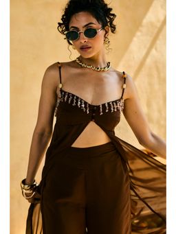 Lea Clothing - Womens Juhi Cocoa Ember Bustier Top