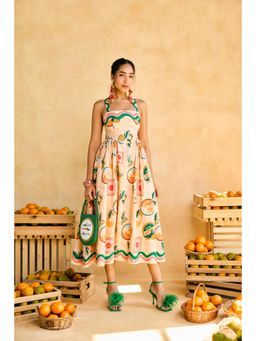 Lea Clothing - Womens Citrus Orchard Halter Dress