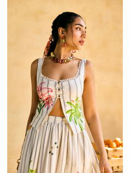 Lea Clothing - Womens Garden Stripe Gathered Skirt