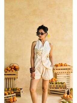 Lea Clothing - Womens Nariyal Grove Embroidered Waist Top