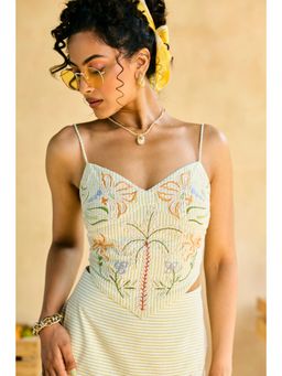 Lea Clothing - Womens Palm Whisper Embroidered Top