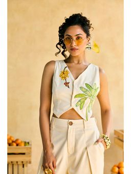Lea Clothing - Womens Kelam Phool Embroidered Crop Top