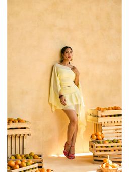 Lea Clothing - Womens Lemon Sunveil Drape Scarf Top