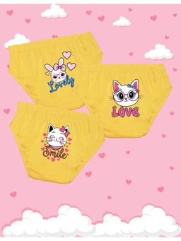 Nusyl - Girls Yellow Cat-Rabbit Face Printed Panties (Pack of 3)