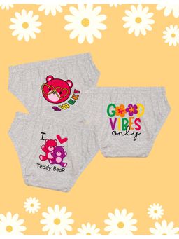 Nusyl - Girls Grey Teddy Printed Panties (Pack of 3)