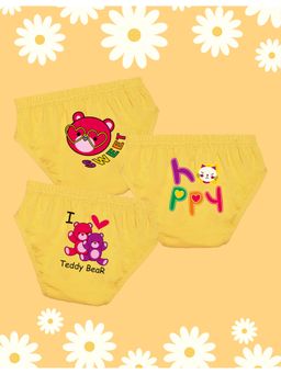 Nusyl - Girls Yellow Sweet and Happy Printed Panties (Pack of 3)