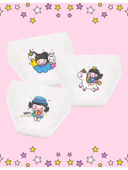 Nusyl - Girls White Cute-Unicorn Printed Panties (Pack of 3)
