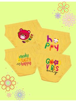 Nusyl - Girls Yellow Teddy Printed Panties (Pack of 4)