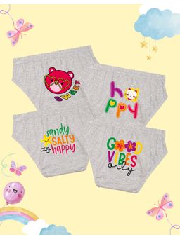 Nusyl - Girls Grey Teddy Printed Panties (Pack of 4)