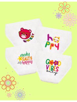 Nusyl - Girls White Teddy Printed Panties (Pack of 4)