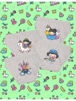 Nusyl - Girls Grey Princess Unicorn Magic Printed Panties (Pack of 4)