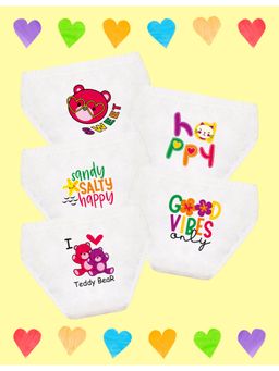 Nusyl - Girls White Printed Panties (Pack of 5)