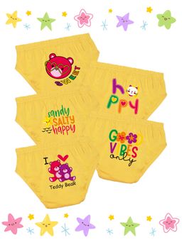 Nusyl - Girls Yellow Printed Panties (Pack of 5)