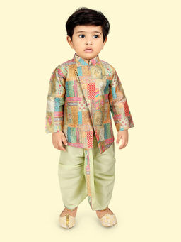 ETHNIKS NEURON - Boys Chanderi Silk Classic Kurta and Refined Dhoti (Set of 2)