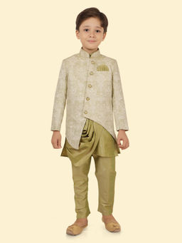 ETHNIKS NEURON - Boys Jacquard Jacket Long Sleeves Kurta and Pant (Set of 3)