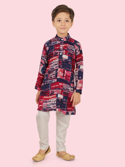 ETHNIKS NEURON - Boys Cotton Motif Printed Long Sleeves Kurta and Pyjama (Set of 2)