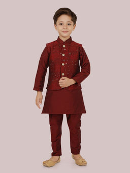 ETHNIKS NEURON - Boys Sequence Jacket with Long Sleeve Kurta and Pyjama (Set of 3)