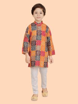 ETHNIKS NEURON - Boys Cotton Satin Bandhani Print Kurta and Pant (Set of 2)