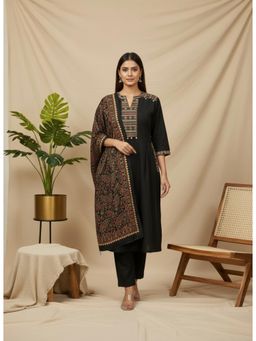 Gahan - Sangria Black Kalamkari Printed Kurta with Pant & Dupatta